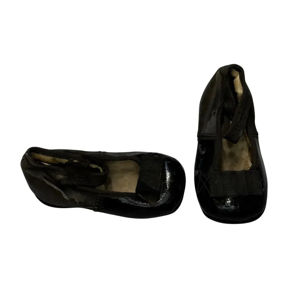 Antique Kreider Black Leather Baby Mary Jane Shoes Vintage